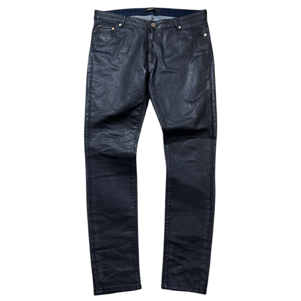 Roberto Cavalli Navy Coated Skinny Jeans